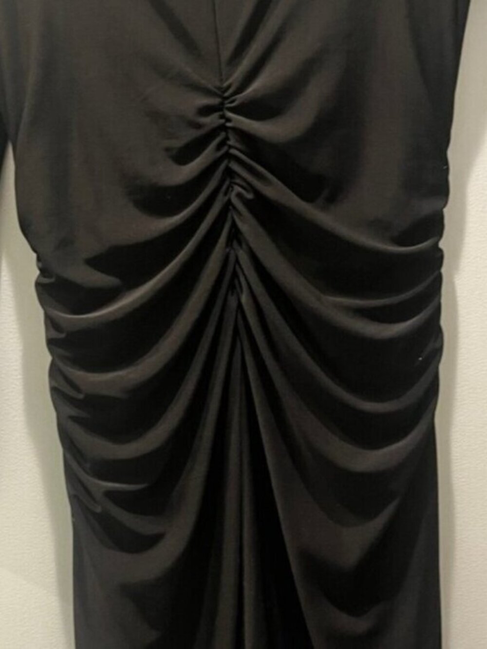 Cache Y2K Black Ruched Long Sleeve Gold Zip Dress Size M - Picture 3 of 10
